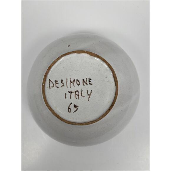 Desimone Italy Pottery Bowl Vintage Numbered MCM Hand Painted Goat Art 6.25 Inch - Picture 5 of 11